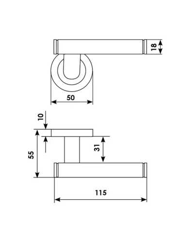 Ручка дверная Morelli Luxury TELESCOPE R2 OBR раздельная на круглой розетке, цвет кофе, латунь
