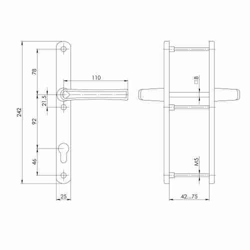 Ручка Punto (Пунто) на планке HANDLE.92.25.67-75 RAL 9016