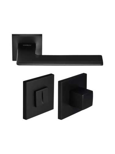 Комплект дверных ручек Morelli MH-51-S6 BL с заверткой MH-WC-S6 BL, цвет черный