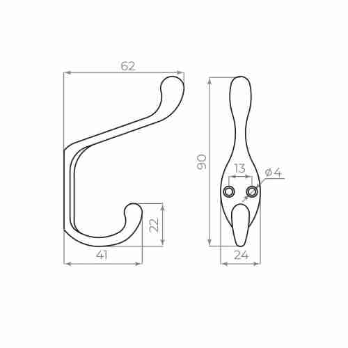 Крючок Ajax (Аякс) настенный MB-K-005 CP хром