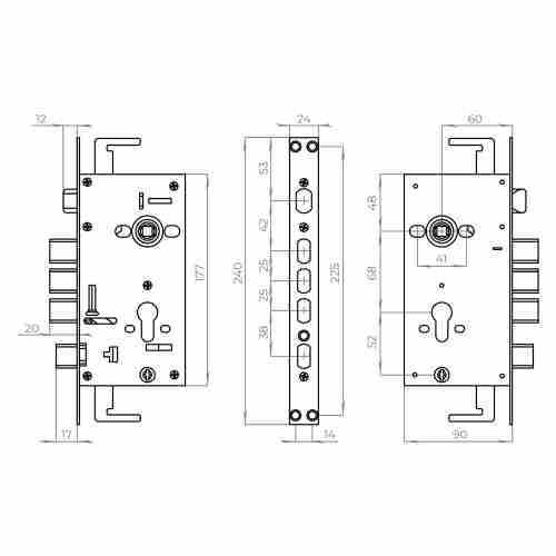 Корпус врезного замка без ц/механизма CH-09CT