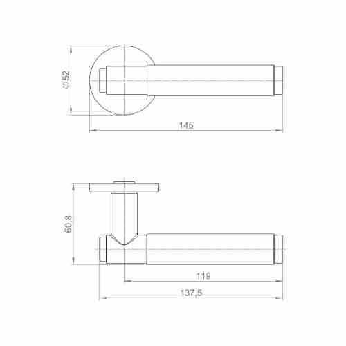 Ручка Armadillo (Армадилло) раздельная R.URS52.ROLL AC-9 медь