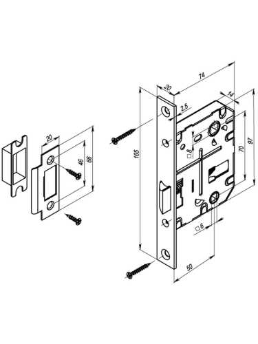 Защелка врезная L72-50 BL Черный