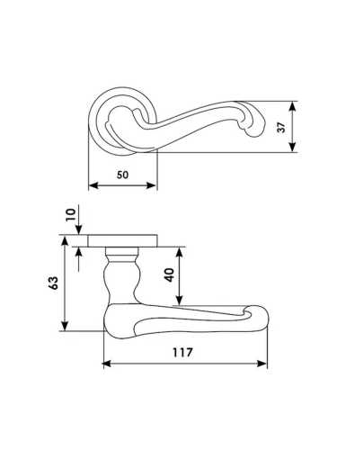 Ручка дверная Morelli Luxury BAROCCO R2 FEA раздельная на круглой розетке, цвет античное железо, латунь