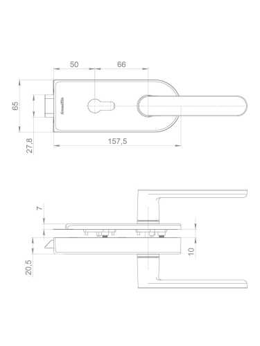 Комплект: замок+ручка Armadillo (Армадилло) для стеклянной двери Space.GL.LPZ BL черный