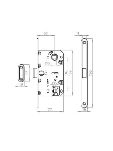 Защелка врезная MAGNLN96WC-50 (LN96WC-50) BL черный