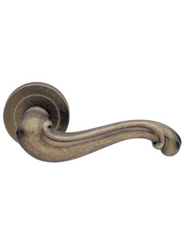Ручка дверная Morelli Luxury BAROCCO R2 OBA раздельная на круглой розетке цвет античная бронза, латунь