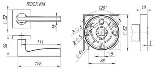 Комплект на 4 двери - Ручка Fuaro (Фуаро) раздельная K.KM52.ROCK (ROCK KM) SN/CP-3 матовый никель/хром