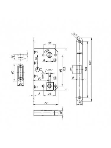 Замок дверной магнитный Punto ML96WC-50 BL (черный)
