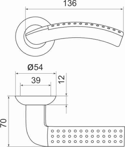 Комплект на 6 дверей - Ручка дверная межкомнатная Armadillo Libra LD26-1SN/CP-3 матовый никель/хром TECH кв. 8х140