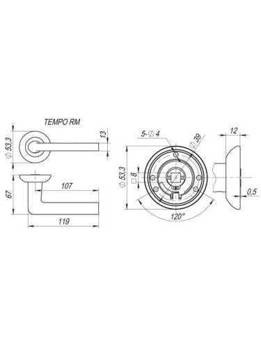 Ручка дверная Fuaro (Фуаро) межкомнатная R.RM54.TEMPO (TEMPO RM) SN/CP-3 матовый никель/хром  Набор 8