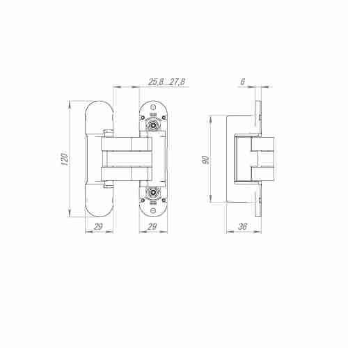 Комплект 10 шт. - Петля Armadillo (Армадилло) скрытой установки U3D8000.VPG SC мат. хром TECH