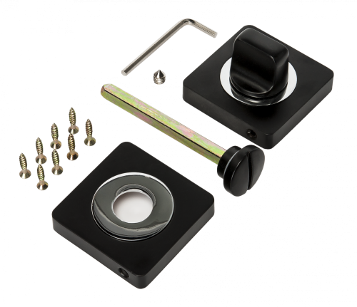 Завертка квадратная к ручкам RENZ INBK 02 MBN/CP матовый черный никель/хром блестящий