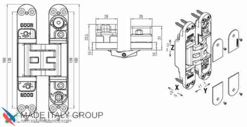 Kubica 5080 DXSX, NR петля скрытая универсальная ЧЕРНЫЙ (80 kg)
