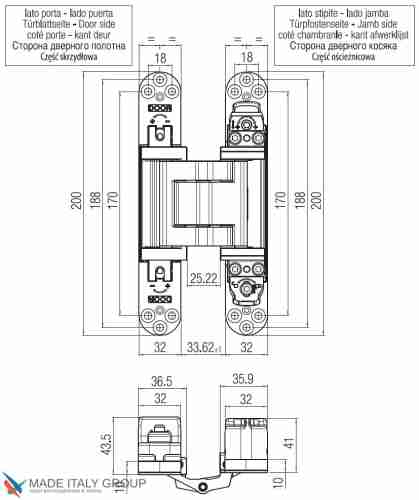 Kubica 2810 DXSX, NO универсальная петля, цвет МАТОВЫЙ ЧЕРНЫЙ (100 kg)