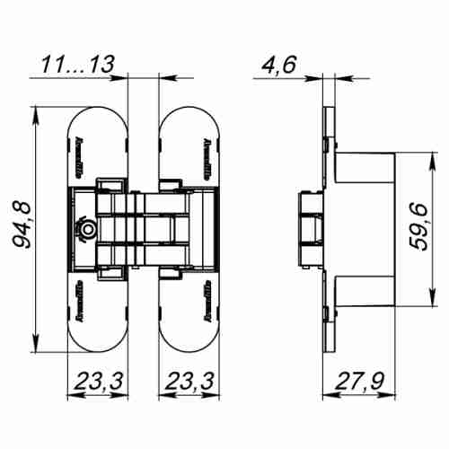 Петля скрытой установки с 3D-регулировкой 9540UN3D CP Хром
