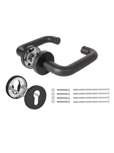 Комплект Fuaro (Фуаро) дверных ручек с накладками под цилиндр FR.DH57.0219 NE (DH-0219 NE) 9x140 мм, BL-24 черный