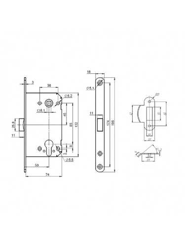 Корпус замка PL85-50/BL SN (мат.никель)