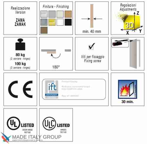 Kubica 7080 DXSX, CL универсальная петля, цвет ХРОМ (100 kg)