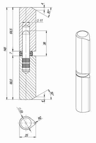 Петля приварная TRUDO D20x140S (с фаской)