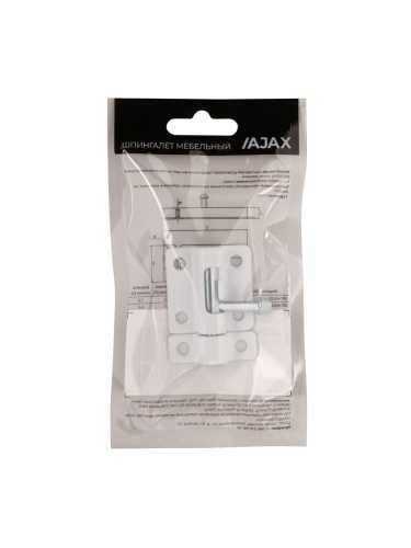 Шпингалет Ajax (Аякс) мебельный металлический SPD40х30 WH белый