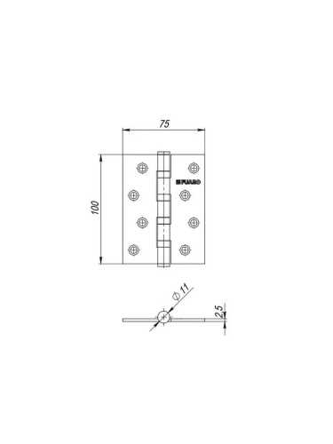 Комплект 2 шт. - Петля дверная универсальная стальная Fuaro 4BB 100x75x2,5 CF кофе