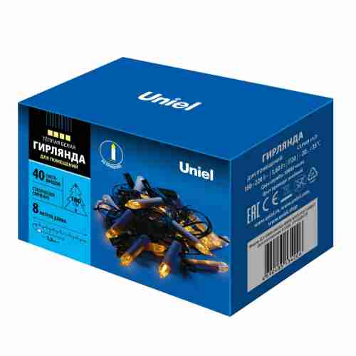 Светодиодная гирлянда Uniel Свеча 220V теплый белый ULD-S0800-040/SGA Warm White IP20 Candles UL-00007246