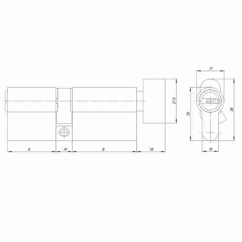 Цилиндровый механизм AZ202/60 mm (25+10+25) CP хром 5 кл.