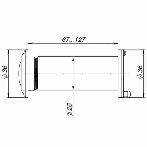 DVZ5, глазок, 25/180/70x125 (оптика стекло, угол обзора 180) CP Хром