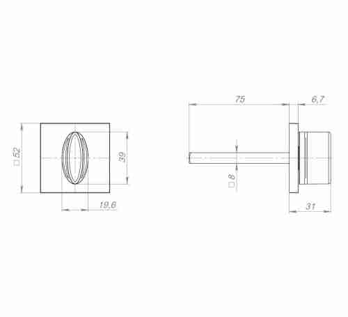 Ручка поворотная BKW8x75.K.RL52 (Tetra) BL-24 черный ПЛАСТИК