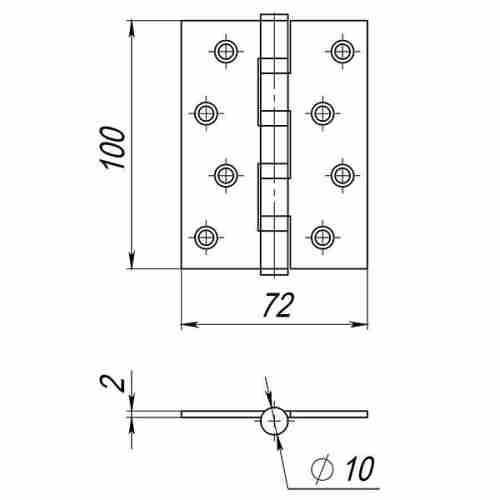 Комплект 10 шт. - Петля дверная стальная универсальная AJAX 4B/P 100x70x2 AB (бронза) пакет