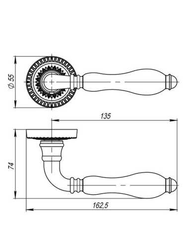 Ручка дверная Armadillo (Армадилло) межкомнатная R.CL55.Silvia (Silvia CL1) ABL-18/WP-109 темная медь/бел.фарфор  Набор 8