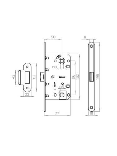 Защелка врезная PLASTLP96WC-50 CP хром