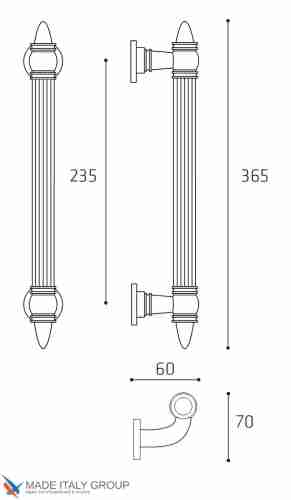 Ручка скоба Venezia "IMPERIONE" 365мм (235мм) матовый черный