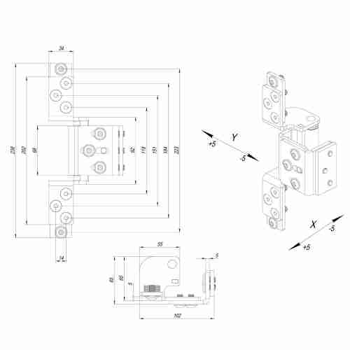 Петля Fuaro (Фуаро) скрытой установки HH-120 (hide hinge) до 120 кг (на 2 петли)