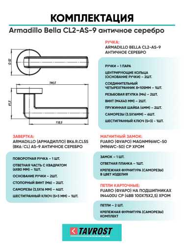 Комплект: Ручки Armadillo Urban Cube URB3 SN/White-19+Завертка+Магн замок и Петли Fuaro/мат никель