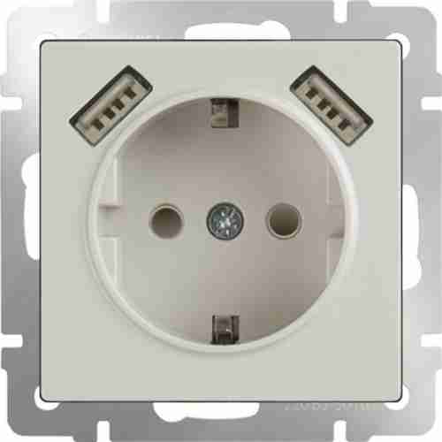 Розетка Werkel Слоновая кость WL03-SKGS-USBx2-IP20