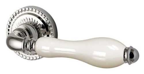 Комплект на 4 двери - Ручка дверная межкомнатная Armadillo R.CL55.Silvia SILVER-925/LWP-109 серебро 925/беж.фарфор