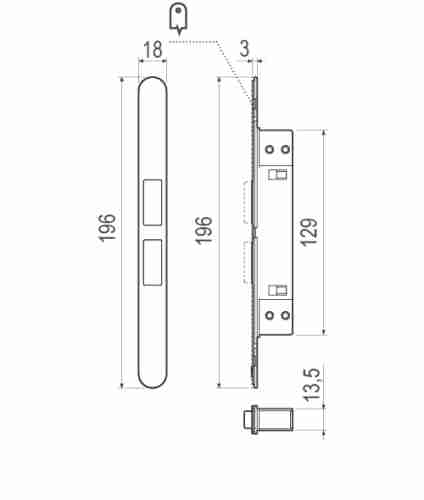 Магнитная AGB (АГБ) защелка регулируемая Touch B01120.30.78 (серый) с лицевой планкой B01120.31.34