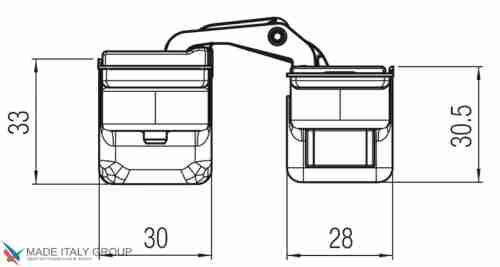 Kubica HYBRID 6360 38 CL петля скрытая универсальная асимметричная, цвет ПОЛИРОВАННЫЙ ХРОМ (60 kg)