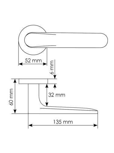 Ручка дверная Morelli GARAK MH-59-R6 BL раздельная на круглой розетке 6 мм, цвет черный, ЦАМ Light