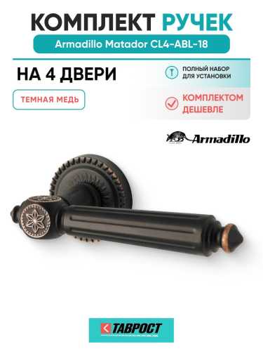 Комплект на 4 двери - Ручка дверная межкомнатная Armadillo R.CL55.Matador ABL-18 темная медь