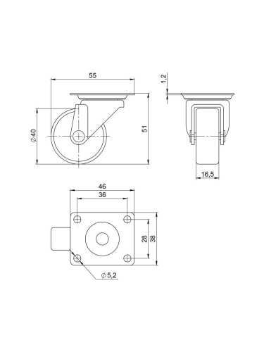 Опора колесная Ajax (Аякс) с площадкой WL/B-40P/30kg пластик