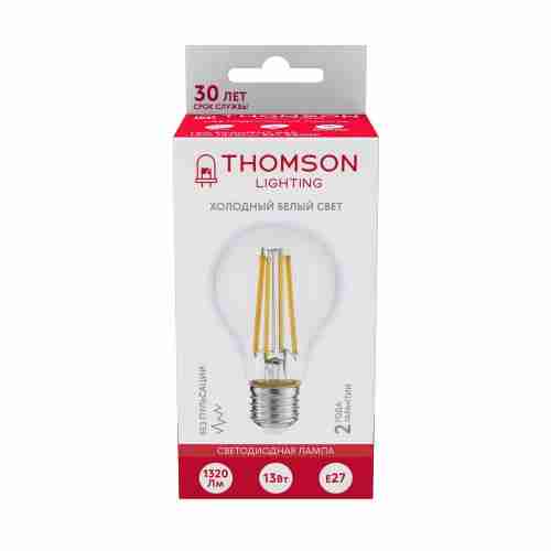 Лампа светодиодная филаментная Thomson E27 13W 6500K груша прозрачная TH-B2369