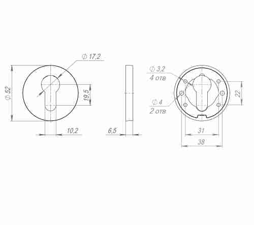 Накладка на цилиндр ESC.C.RLR/R.486 CP-8 хром (1 шт.)
