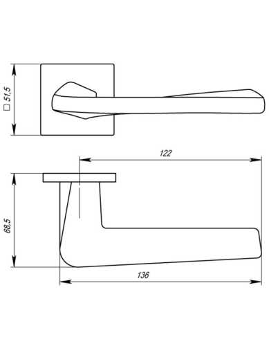 Комплект: Ручки Armadillo TORSO USS BL-26+Завертка+Бесшумный замок и Петли Fuaro/черный