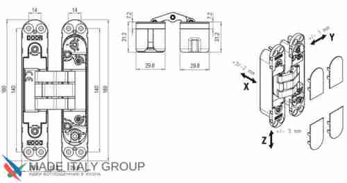 Kubica 7080 DXSX, CL универсальная петля, цвет ХРОМ (100 kg)