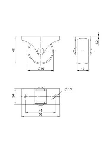 Опора Ajax (Аякс) колесная прямоходная WL/R-40R/50 kg резина