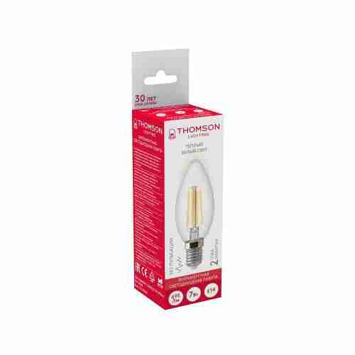 Лампа светодиодная филаментная Thomson E14 7W 2700K свеча прозрачная TH-B2067