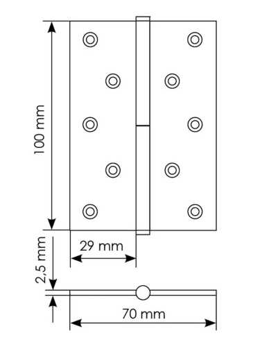 Петля разъемная стальная Morelli MSND 100X70X2.5 SC L с подшипником левая, врезная, цвет матовый хром, сталь